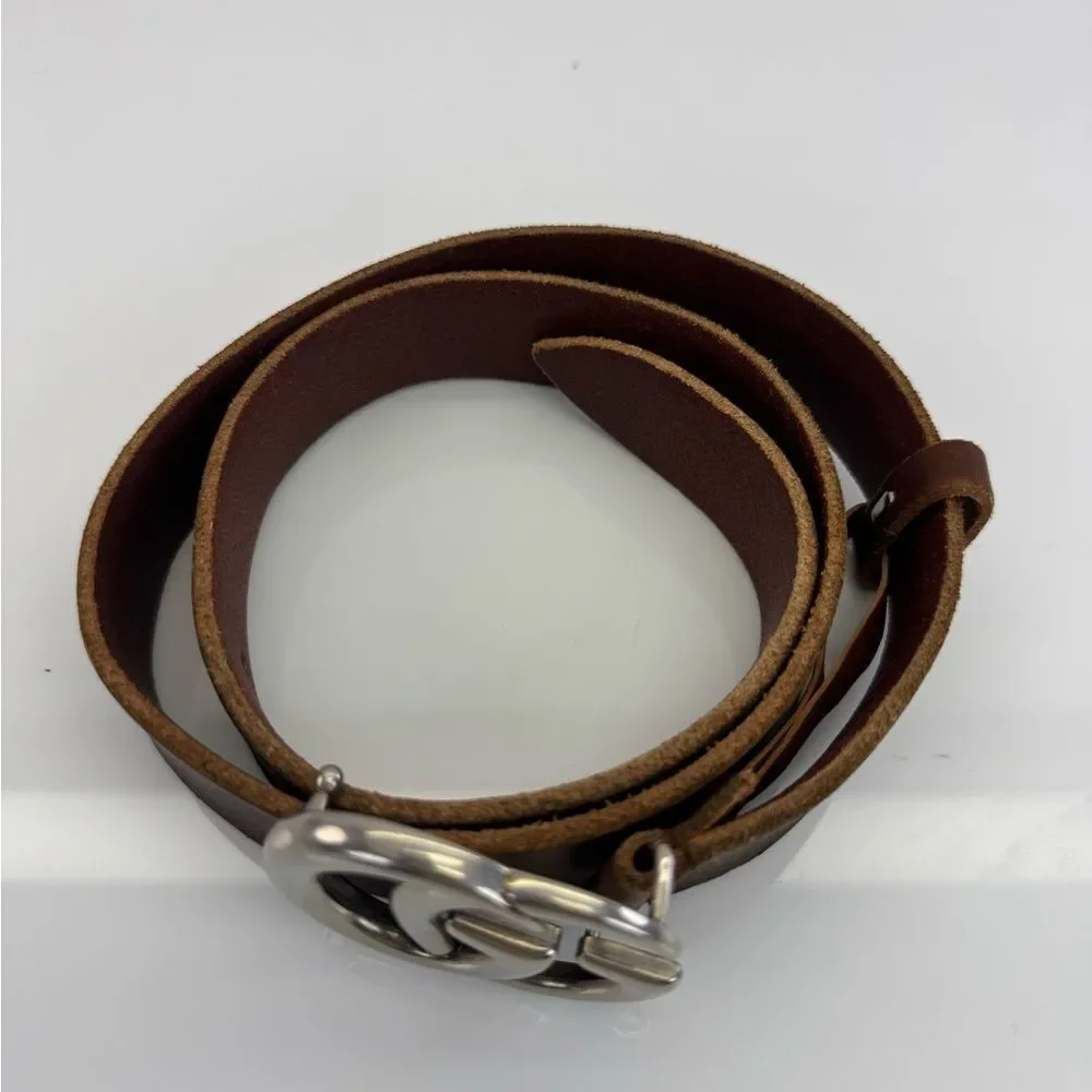 Authentic Gucci Distressed Raw Edge Brown Leather Belt 414516 75/30